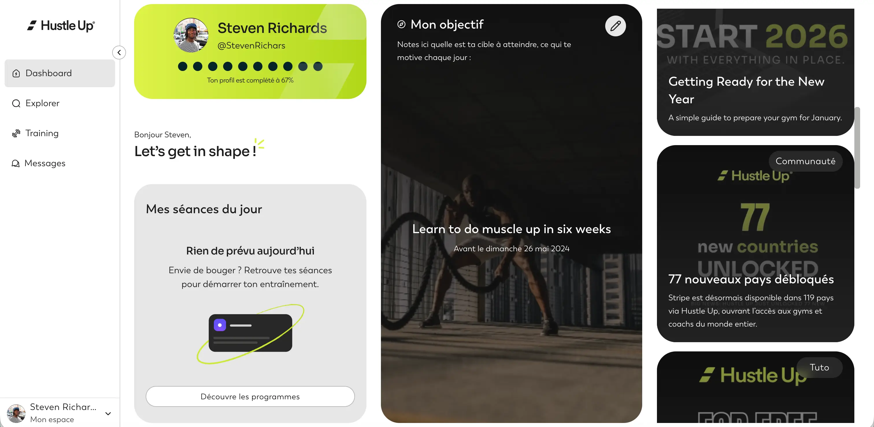 Hustle Up - Dashboard